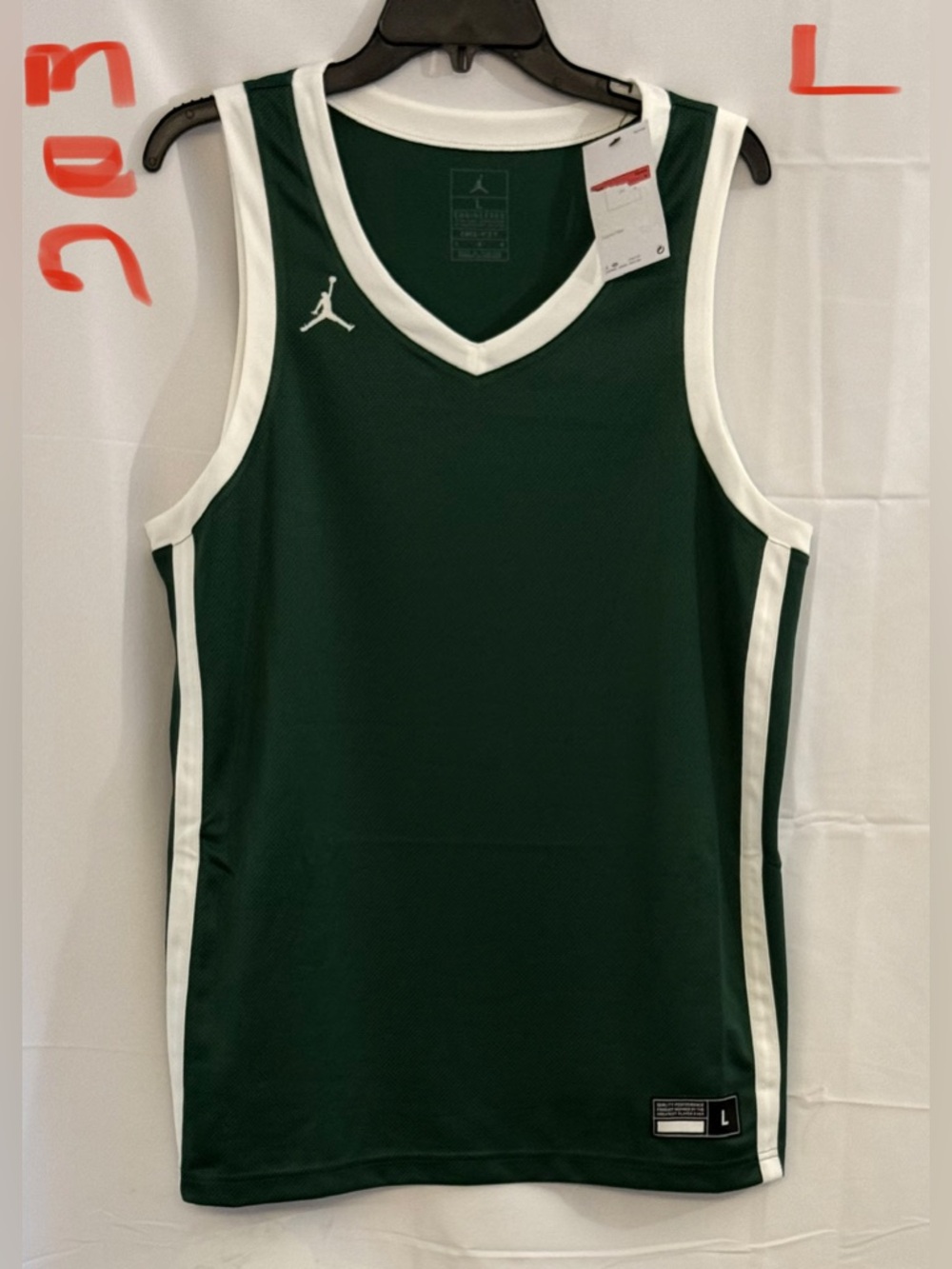 Jordan Men’s Green and White Basketball Tank Top